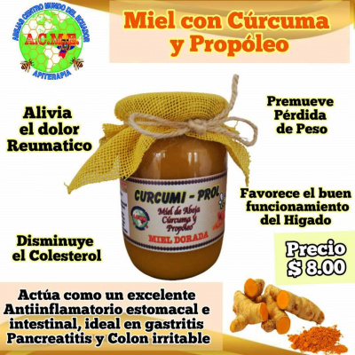 Miel con cúrcuma y propóleo
