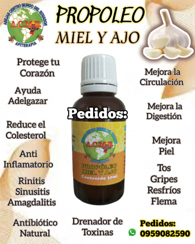 Propóleo, miel y ajo